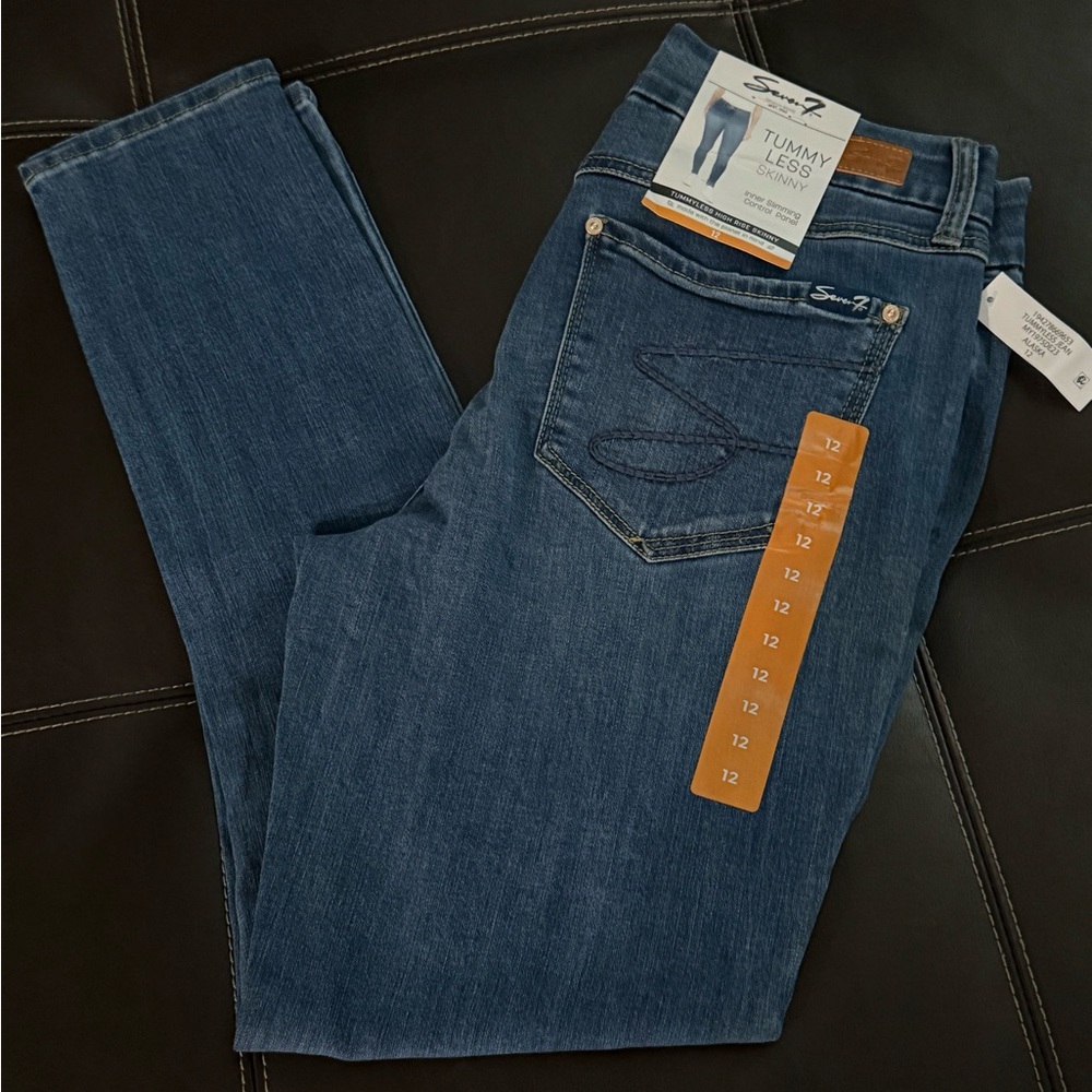 NWT Seven7 Women's Tummyless Stretch Jeans Size 12 High Rise Skinny 34”X 29.5”
